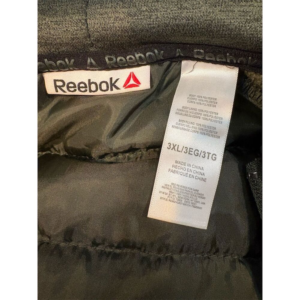 Reebok Men's 3XL Green Lightly Quilted Zip-Up Hoodie Winter - Picture 7 of 9